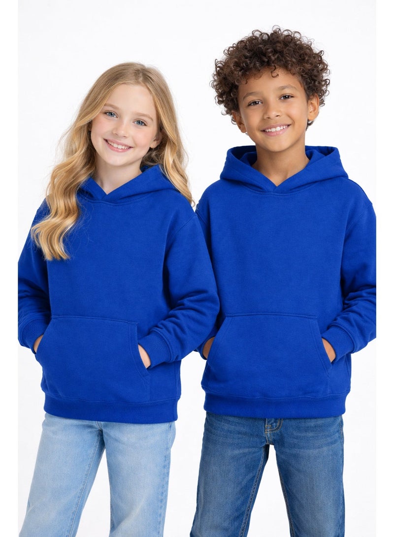 Premium Apparel Kids Royal Blue Regular-Fit Hoodie – Unisex Pullover Sweatshirt for Boys & Girls, Casual Everyday Wear - Image 1